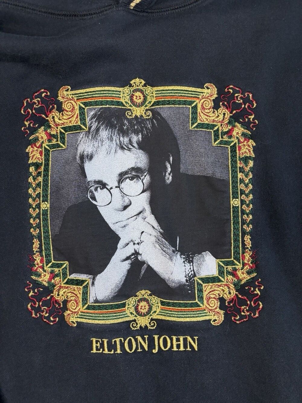 Teddy Fresh x Elton John Baroque Portrait Hoodie Black/Gold - Men's M - RARE - Picture 4 of 9